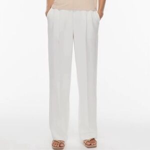 Aritzia Wilfred The Effortless Pant- White High Waist, Wide Leg Crepe Trousers